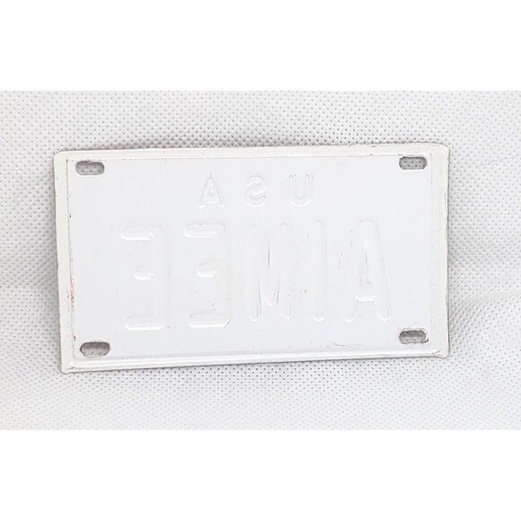 U.S.A Aimee Personalized White Red Collectible Mini License Bicycle Bike Plate - Picture 2 of 4